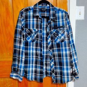 Blue plaid long sleeve Dress shirt